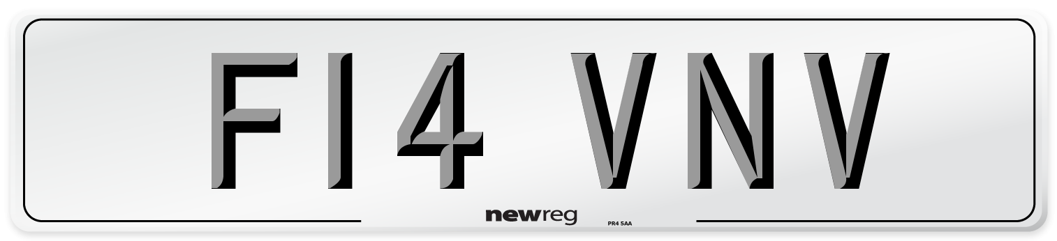 F14 VNV Number Plate from New Reg